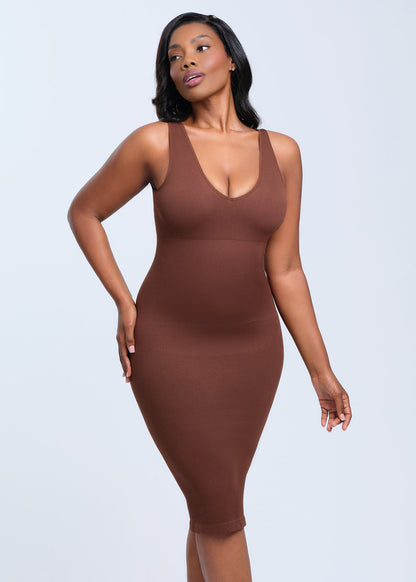 SnatchedKnit V-Neck Tank Midi Dress