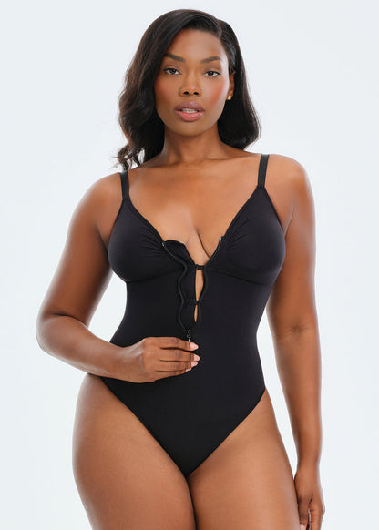 SmoothingSeamless Front Zip Bodysuit Thong