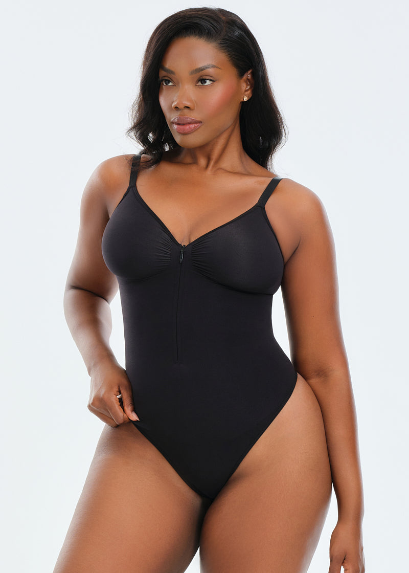 SmoothingSeamless Front Zip Bodysuit Thong